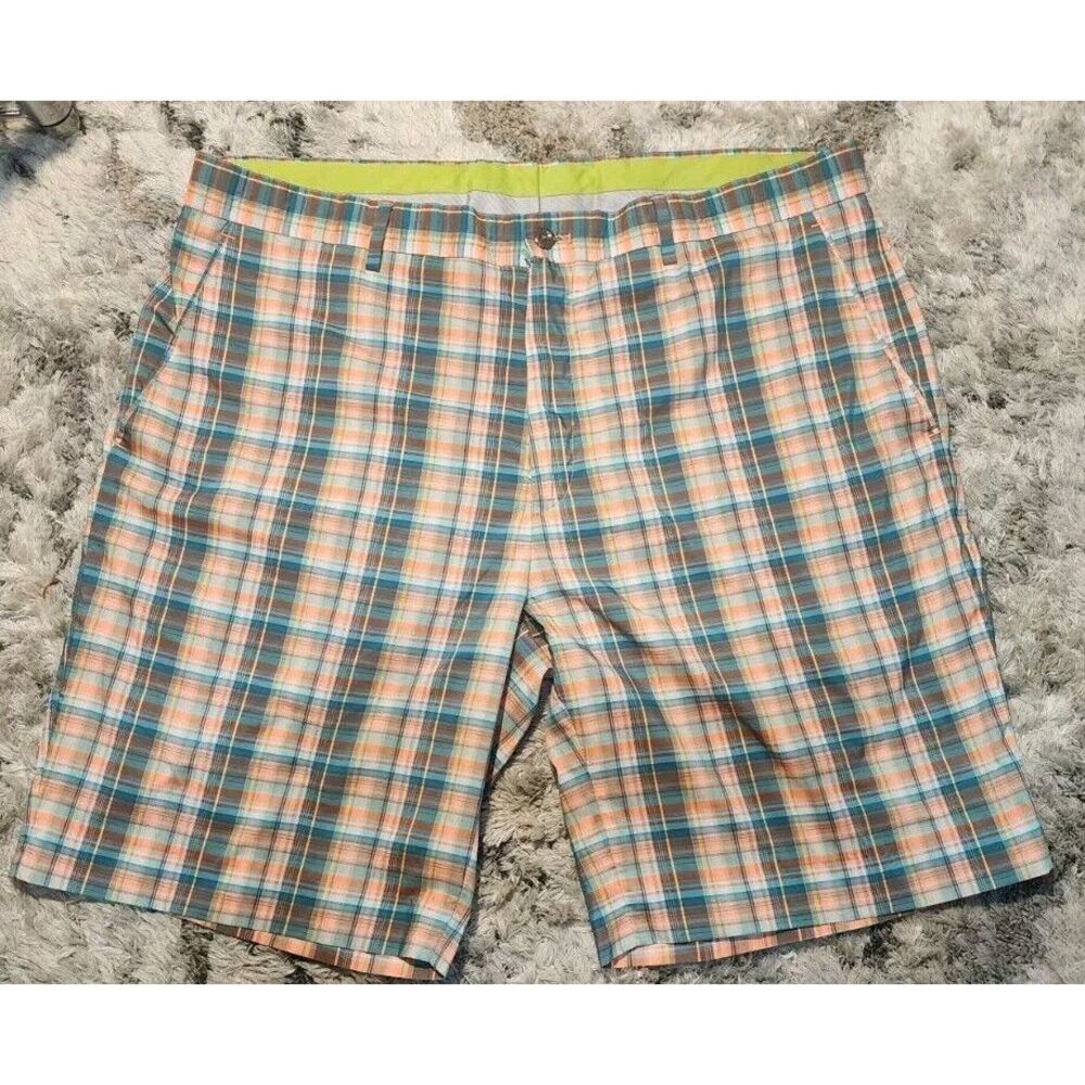 Louis Raphael Golf Shorts Mens 38 Dayglo Plaid Modern‎ Short LIGHTWEIGHT